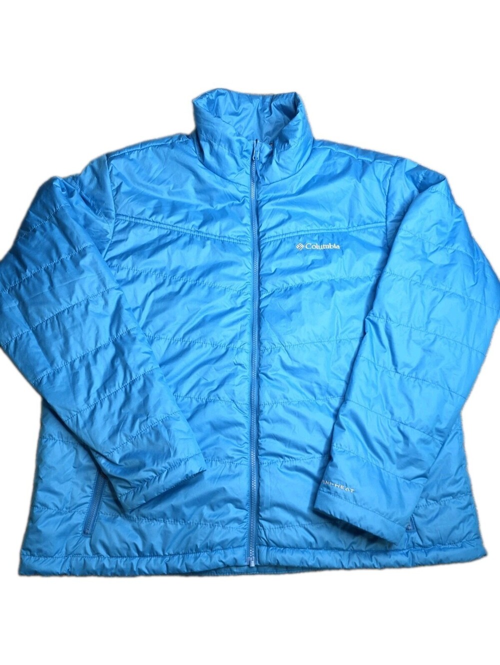 Columbia Mens Puffer Jacket XL Blue Omni Heat Interchange Insulated Full Zip